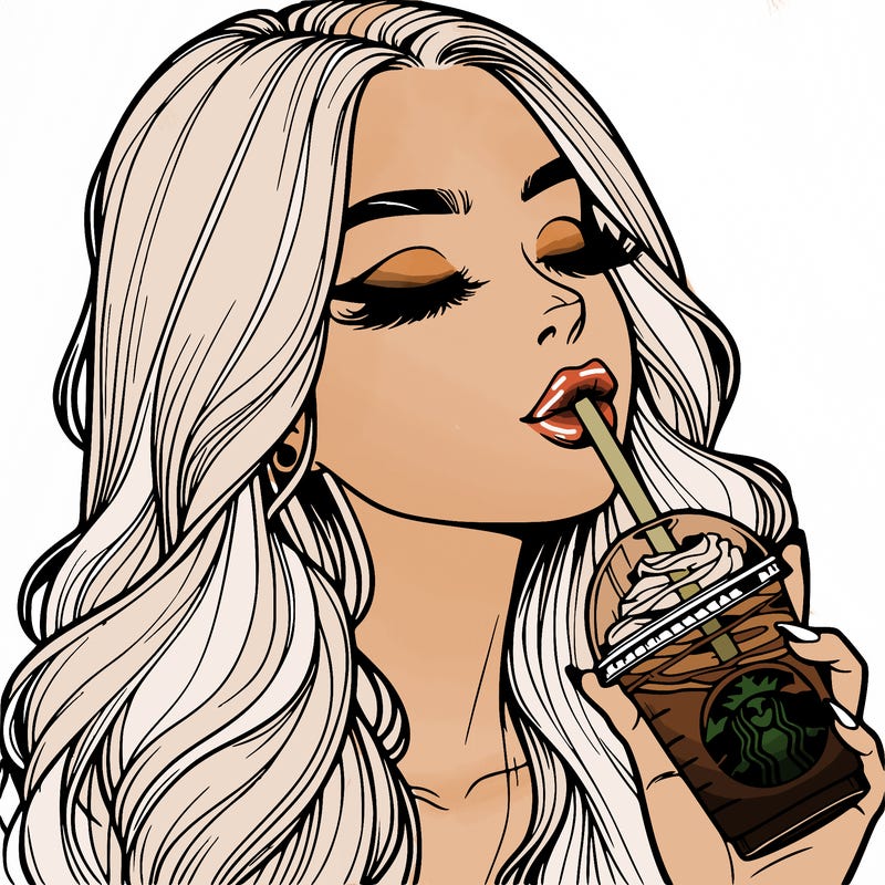 realistic girl drinking starbucks