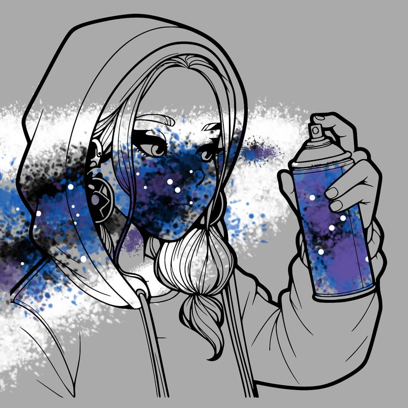 a realistic girl, spray painting