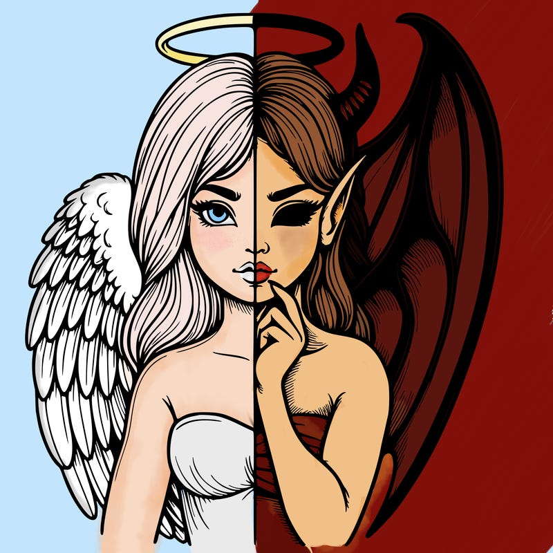 realistic angel half demon