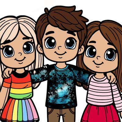 3 10 year old bffs one a boy 2 girls