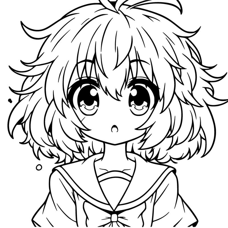 anime girl with fluffy hair