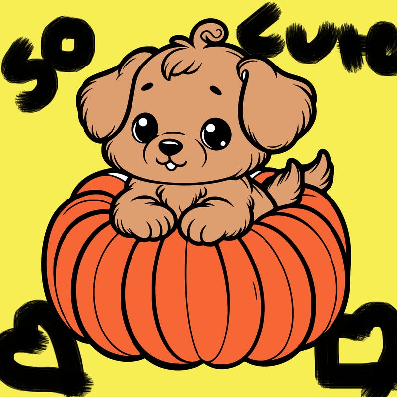 cute little puppy in a pumpkin