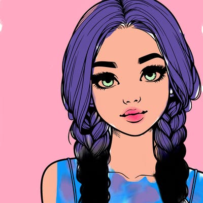 realistic girl with braids