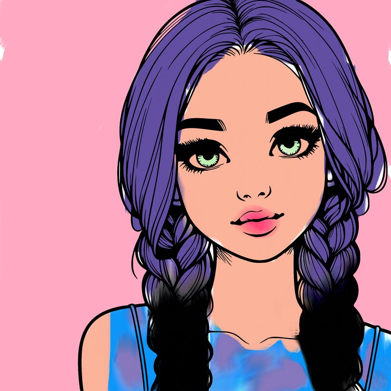 realistic girl with braids