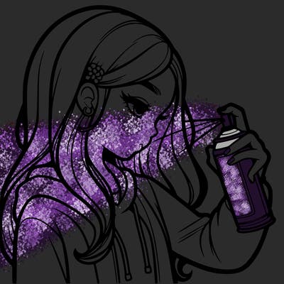 a realistic girl spray painting