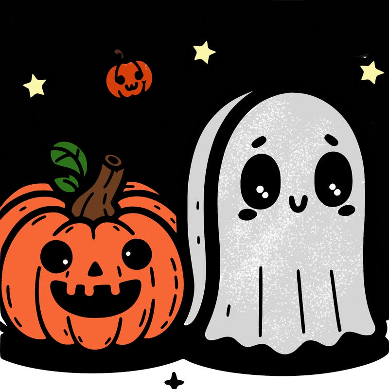 cute pumpkin and ghost