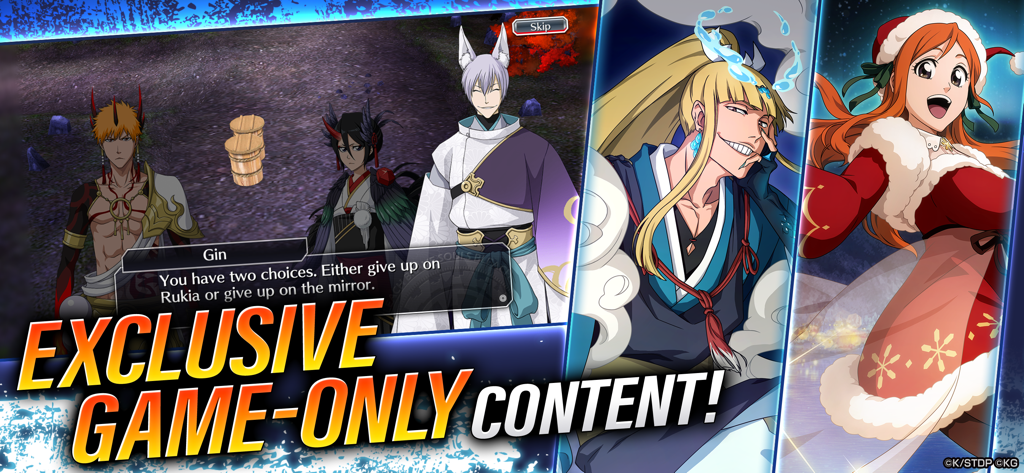 Bleach: Brave Souls Anime Game - Bleach Brave Souls mobile game screenshot showing exclusive story scenes and special character designs