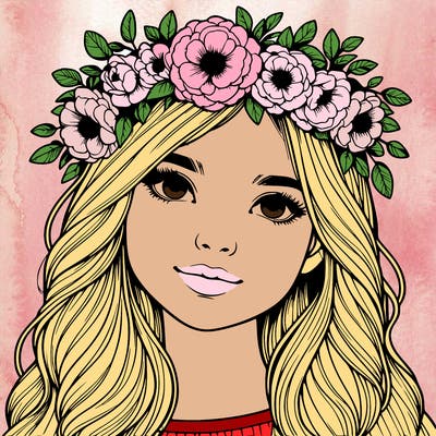 realistic girl with flower crown