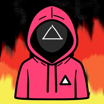 a person with non face waering a hoodie with a small triangle symbol