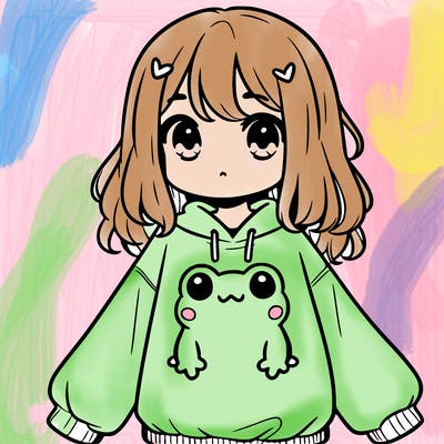 girl wearing frogging sweatshirt