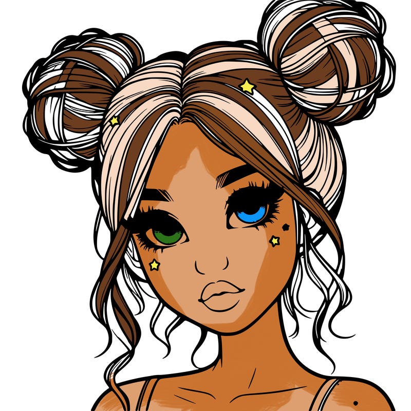realistic girl with space buns