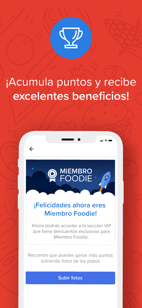 Degusta - Interface do aplicativo móvel Degusta mostrando o distintivo de Membro Foodie e os benefícios de pontos de recompensa exclusivos.