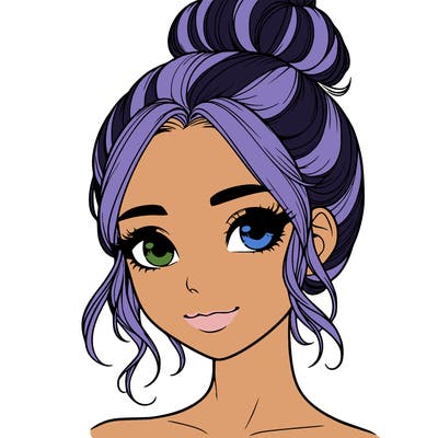 realistic pretty girl with hair in bun