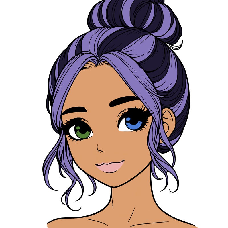 realistic pretty girl with hair in bun