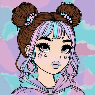 realistic girl with space buns