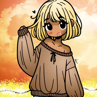 girl in baggy sweater hanging off her shoulder