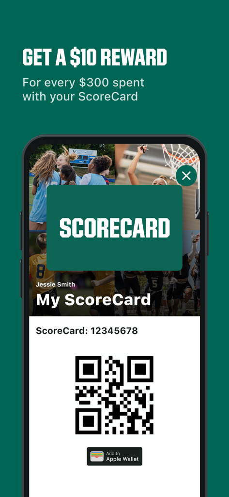 Dicks Sporting Goods app displaying digital ScoreCard with QR code for loyalty rewards