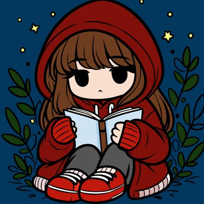 girl in oversized hoodie reading a book