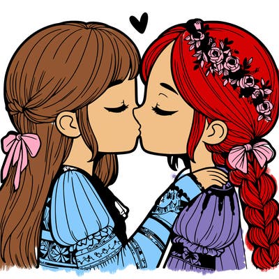 girls kissing