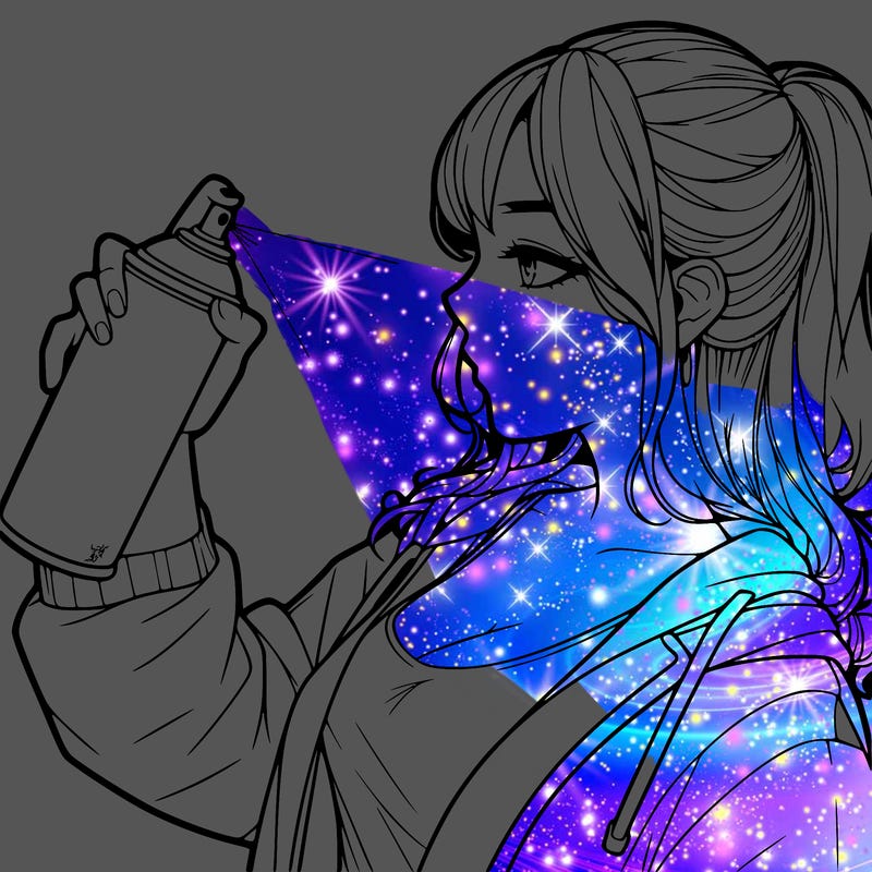 a realistic girl spray, painting