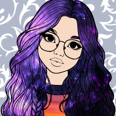 girl with long hair and freckles and glasses realistic