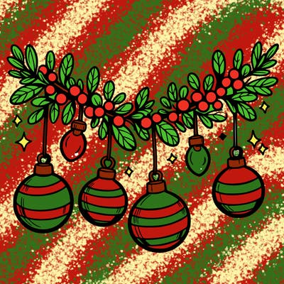 christmas garland with big bulbs