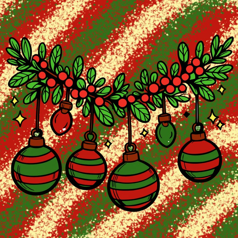 christmas garland with big bulbs