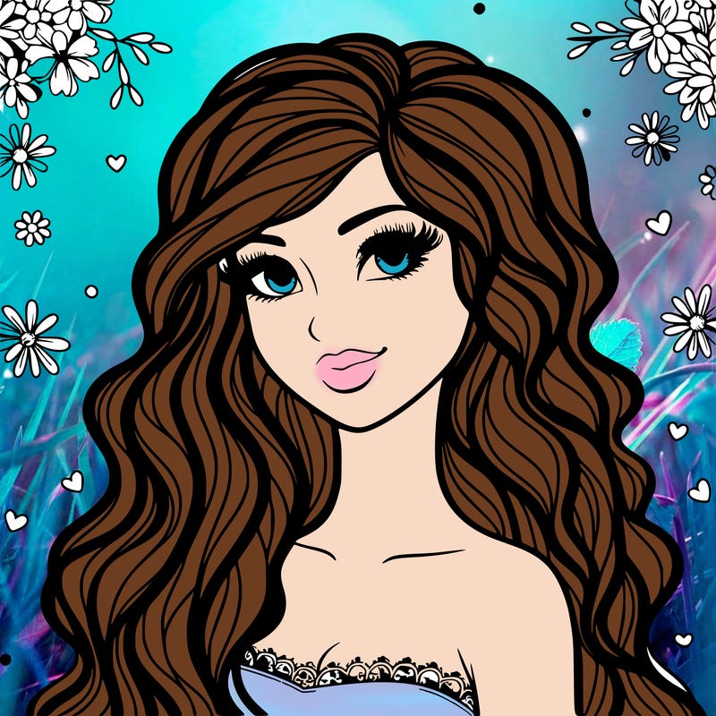 pretty woman with long wavy hair