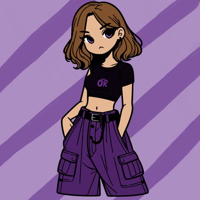 girl with crop top and baggy pants