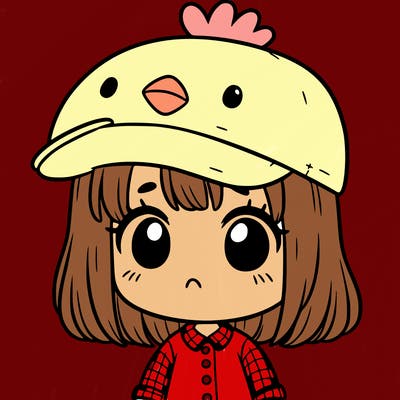 cute girl with chicken hat