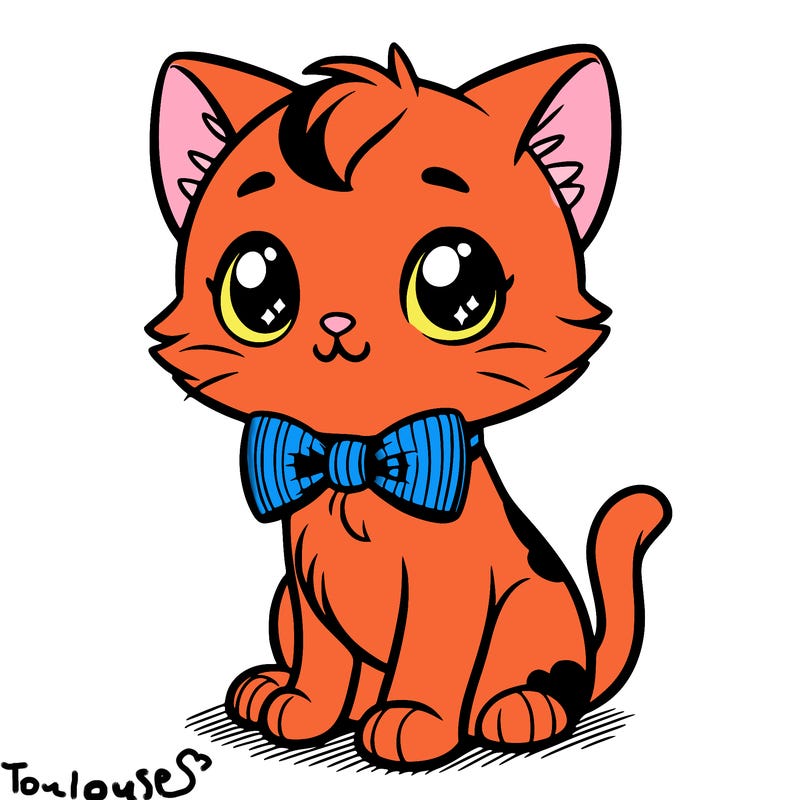 cartoon tuxedo kitten
