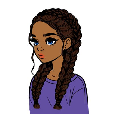 realistic girl with braids