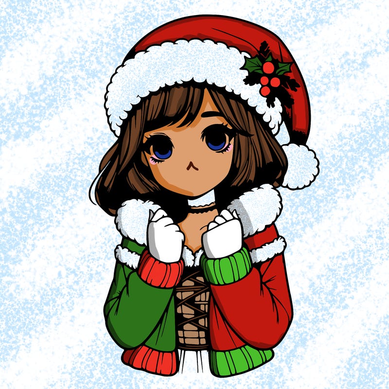 realistic girl with christmas outfit