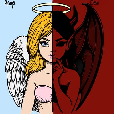 realistic angel half demon