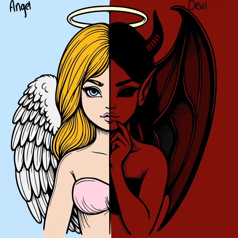 realistic angel half demon