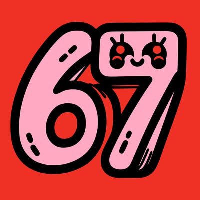 the numbers 67