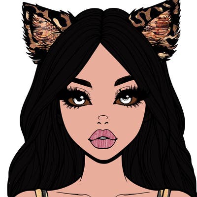 realistic girl with fox ears and realistic lips