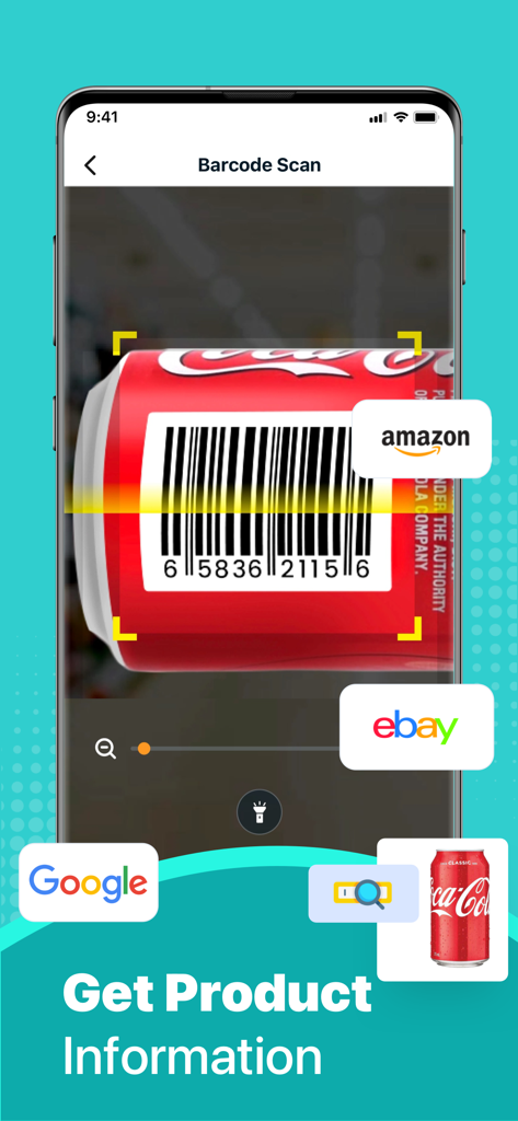 QR Code Scanner:Barcode Reader - Smartphone scanning a product barcode to get information and compare prices online.