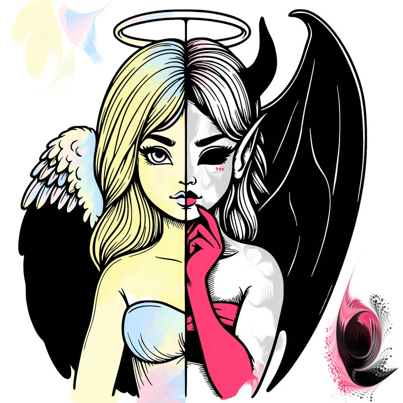 realistic angel half demon