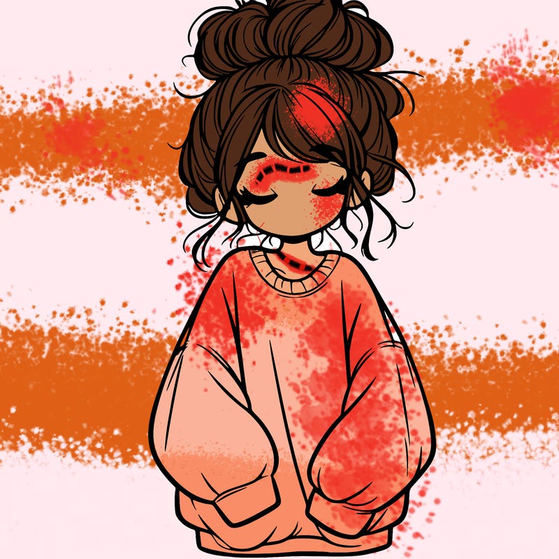 girl with baggy sweatshirt and messy bun