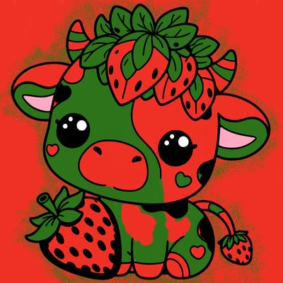 cute strawberry cow