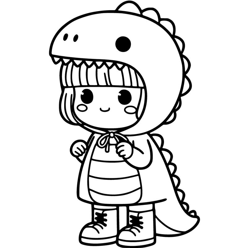 girl wearing a dinosaur costume