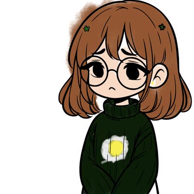 sad girl with glasses in a sweater
