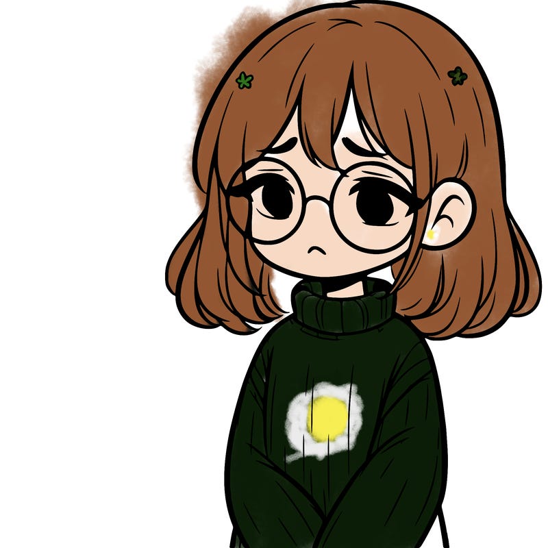 sad girl with glasses in a sweater
