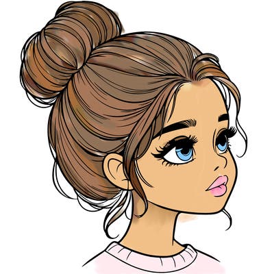 realistic girl with bun