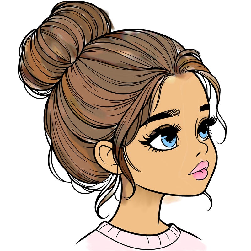 realistic girl with bun