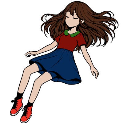 realistic girl floating