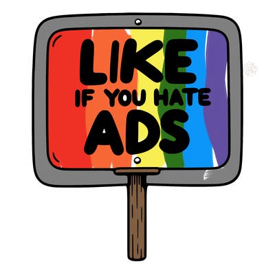 a sign that says like if you hate ads