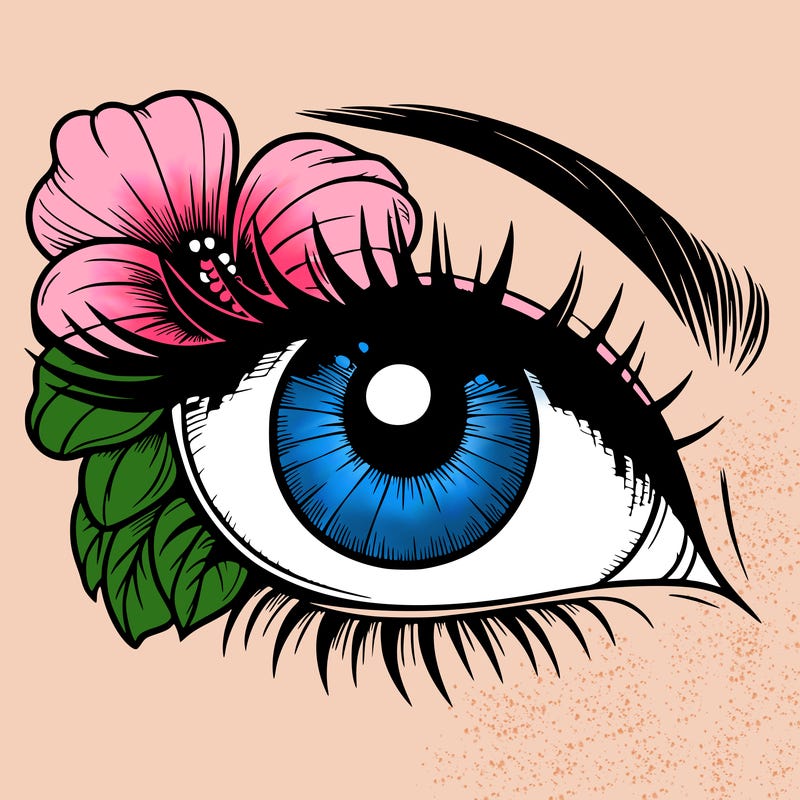 realistic eye with flower