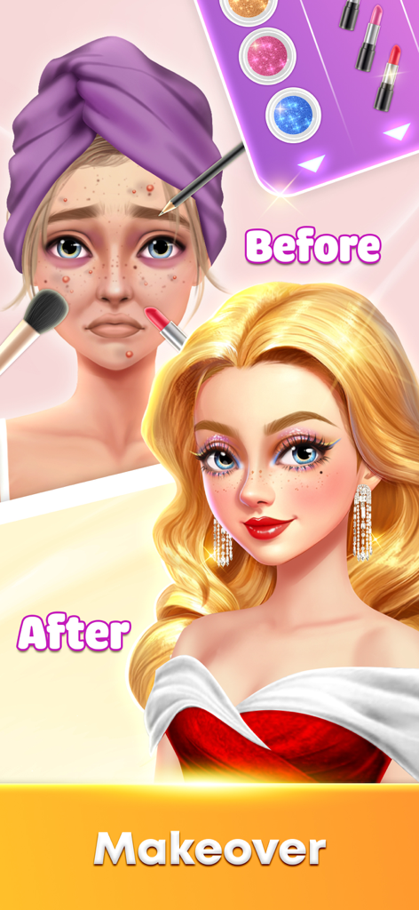 Fashion Star: Model Dress Up - Transformación de maquillaje de antes y después de una modelo en Fashion Star